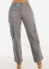 Butt Lift Straight Wide Leg Cargo Jeans Grey sold by Moda