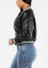Quilted Vegan Leather Bomber Jacket Black sold by Moda