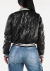 Quilted Vegan Leather Bomber Jacket Black sold by Moda