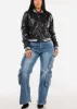 Quilted Vegan Leather Bomber Jacket Black sold by Moda