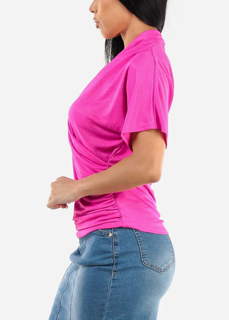 Short Dolman Sleeve Surplice Blouse Hot Pink sold by Moda product image thumbnail 3