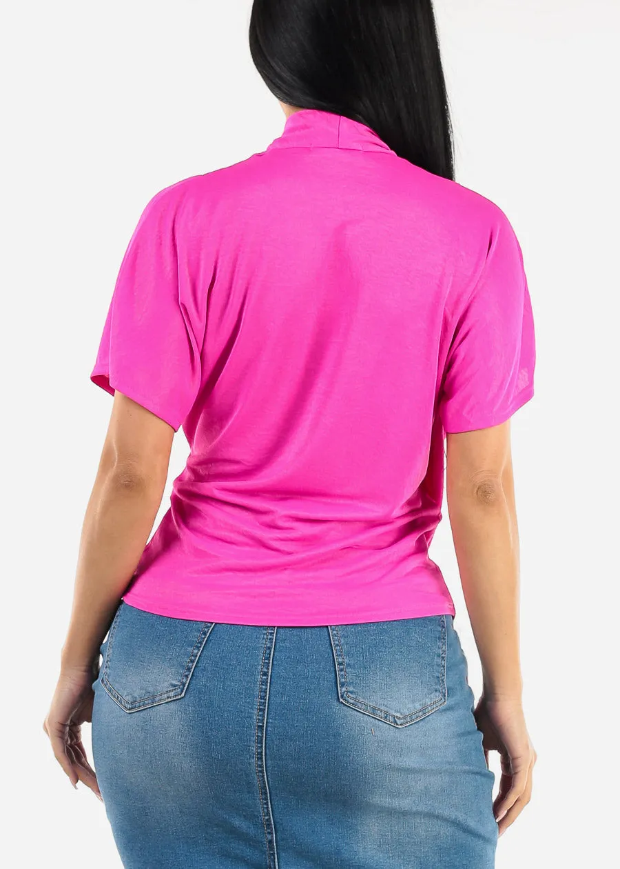 Short Dolman Sleeve Surplice Blouse Hot Pink sold by Moda product image thumbnail 4