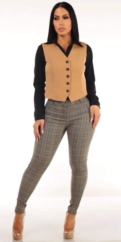 Vest Butt Lift Plaid Pants Trio sold by Moda