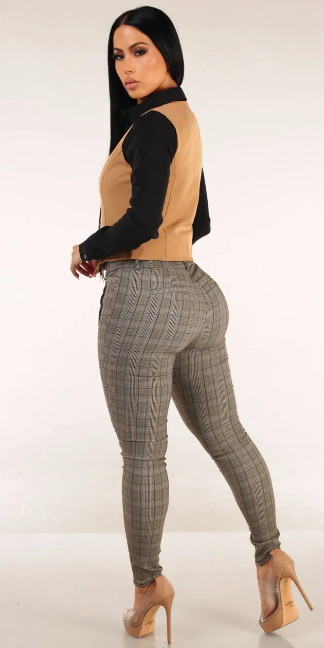 Vest Butt Lift Plaid Pants Trio sold by Moda product image thumbnail 2
