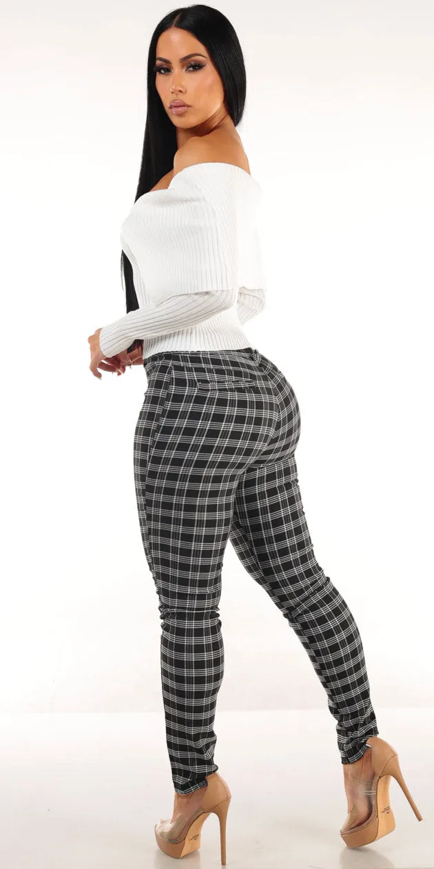 White Plaid Skinny Pants Combo sold by Moda product image thumbnail 2