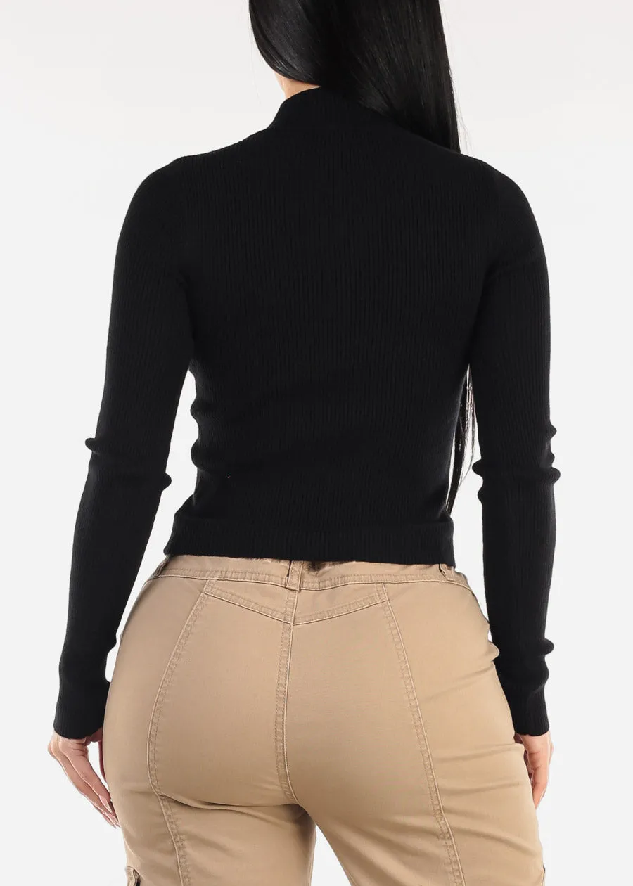 Black Mock Neck Ribbed Sweater Top sold by Moda product image thumbnail 4