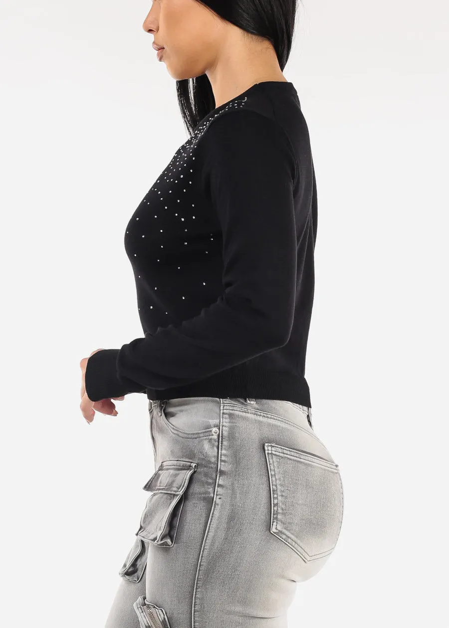 Black Crewneck Sweater Top W Rhinestones sold by Moda product image thumbnail 3