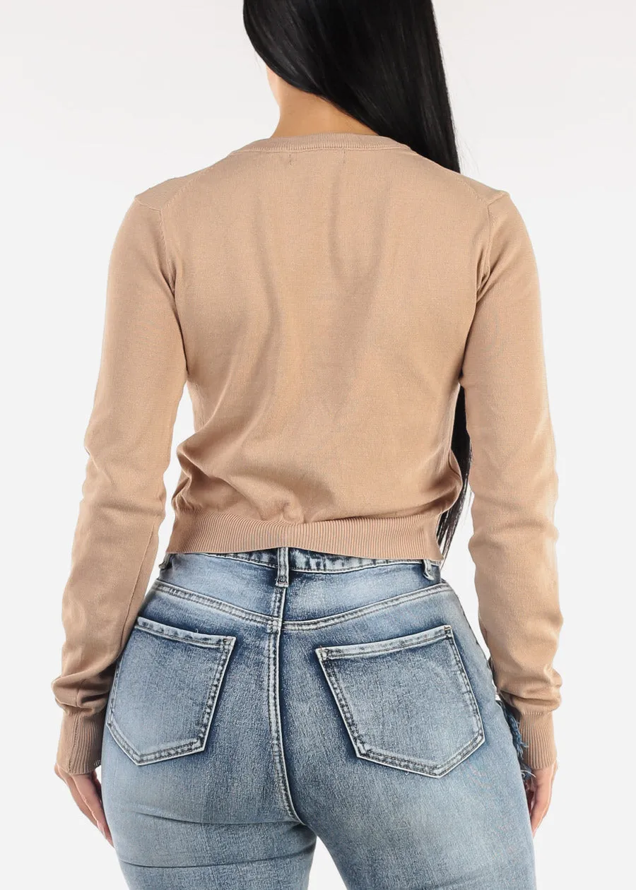 Crewneck Sweater Top Khaki W Rhinestones sold by Moda product image thumbnail 4