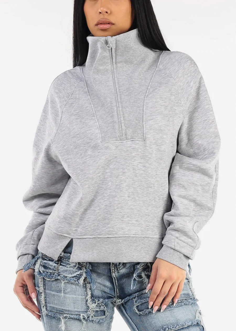 Half Zip Up Fleece Sweatshirt Grey sold by Moda product image thumbnail 5