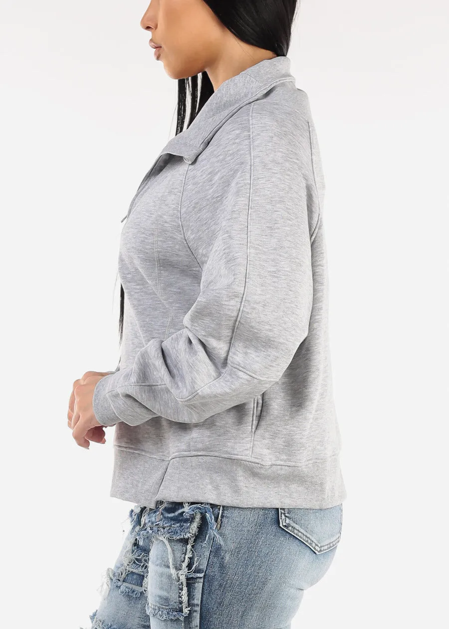 Half Zip Up Fleece Sweatshirt Grey sold by Moda product image thumbnail 3