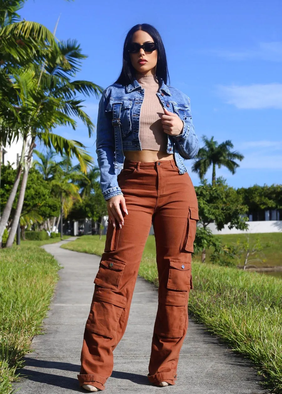 Mock Neck Ribbed Crop Sweater Top Khaki sold by Moda product image thumbnail 3