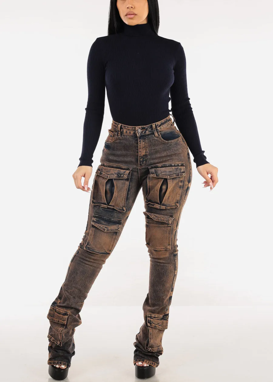 Long Sleeve Turtleneck Ribbed Sweater Navy sold by Moda product image thumbnail 2