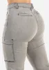 Butt Lift Straight Wide Leg Cargo Jeans Grey sold by Moda