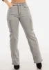 Butt Lift Straight Wide Leg Cargo Jeans Grey sold by Moda