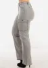 Butt Lift Straight Wide Leg Cargo Jeans Grey sold by Moda