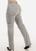 Butt Lift Straight Wide Leg Cargo Jeans Grey sold by Moda