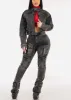 Zip Up Acid Wash Denim Biker Jacket Black sold by Moda