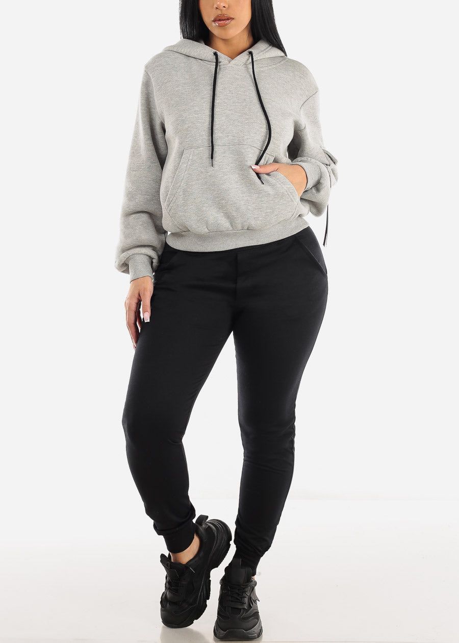 Long Sleeve Grey Fleece Pullover Hoodie w Cargo Pocket sold by Moda product image thumbnail 2