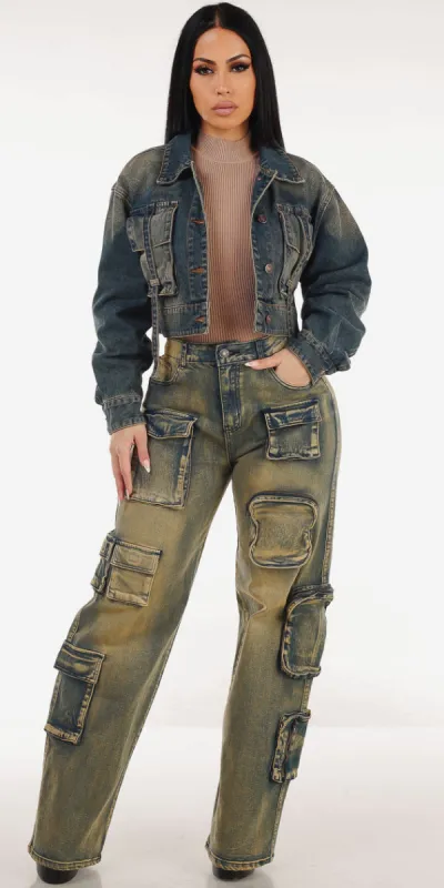 Vintage Khaki Cargo Denim Trio sold by Moda