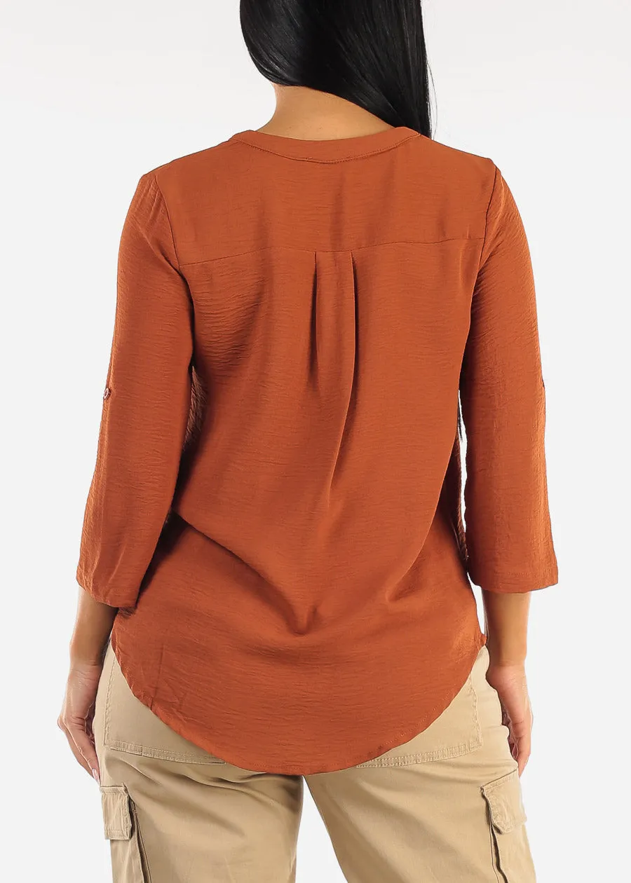 Quarter Sleeve Woven Blouse Rust sold by Moda product image thumbnail 4
