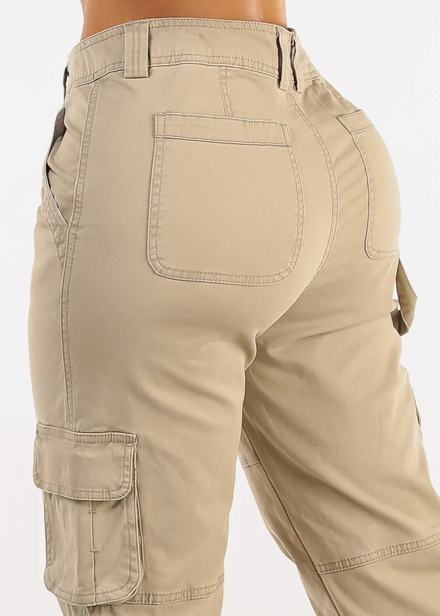 Butt Lift Straight Wide Leg Cargo Jeans Khaki sold by Moda product image thumbnail 5