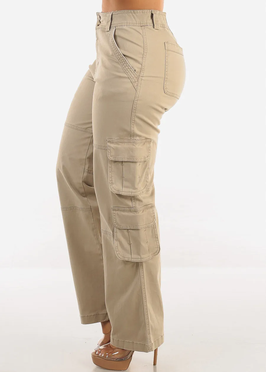 Butt Lift Straight Wide Leg Cargo Jeans Khaki sold by Moda product image thumbnail 4
