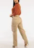 Super High Waist Straight Wide Leg Cargo Jeans Khaki sold by Moda