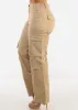 Super High Waist Straight Wide Leg Cargo Jeans Khaki sold by Moda