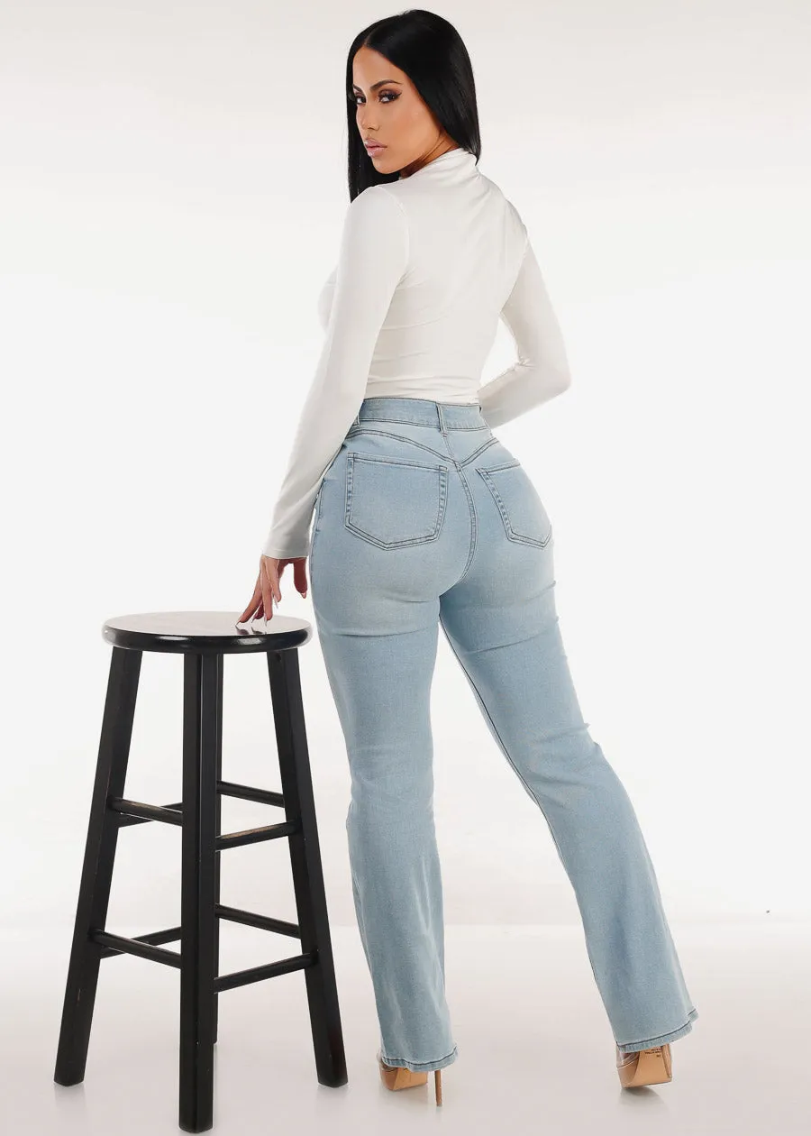Super High Waist Butt Lift Bootcut Jeans Light Wash sold by Moda product image thumbnail 2