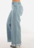 Super High Waist Cuffed Wide Leg Cotton Jeans Light Wash sold by Moda