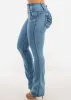 MX JEANS Butt Lift High Waist Bootcut Jeans Acid Wash Blue sold by Moda