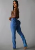 MX JEANS Butt Lift High Waist Bootcut Jeans Acid Wash Blue sold by Moda