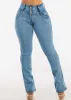 MX JEANS Butt Lift High Waist Bootcut Jeans Acid Wash Blue sold by Moda