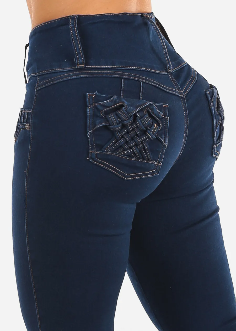 MX JEANS Butt Lift High Waist Dark Skinny Jeans sold by Moda
