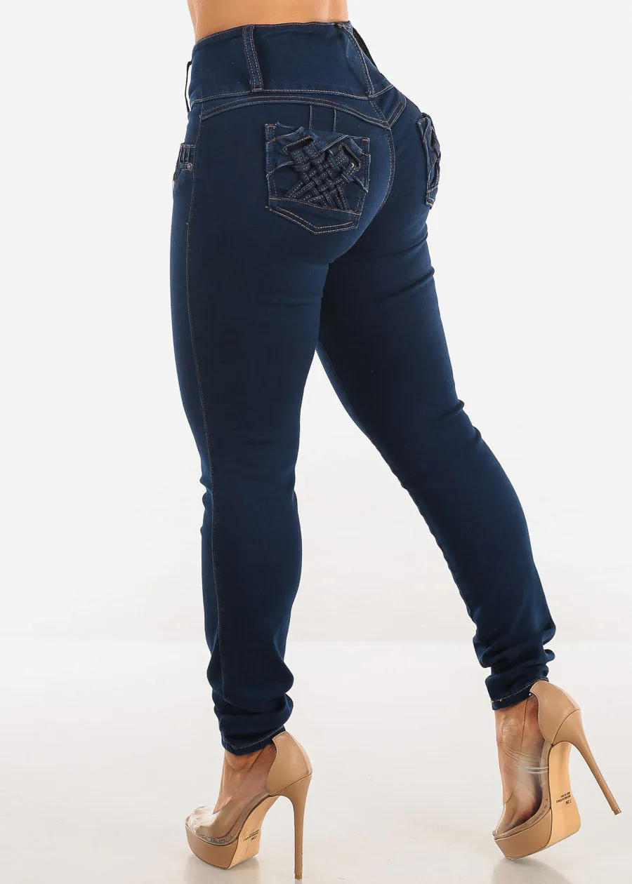 MX JEANS Butt Lift High Waist Dark Skinny Jeans sold by Moda product image thumbnail 5