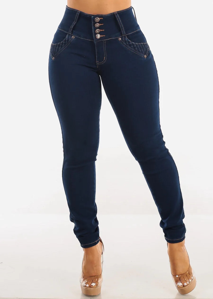 MX JEANS Butt Lift High Waist Dark Skinny Jeans sold by Moda product image thumbnail 3