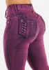 MX JEANS Butt Lift High Waist Bootcut Jeans Purple Acid Wash sold by Moda