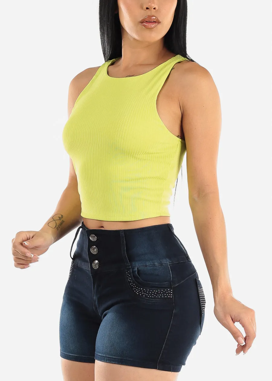 Sleeveless Round Neck Tank Top Neon Lime sold by Moda