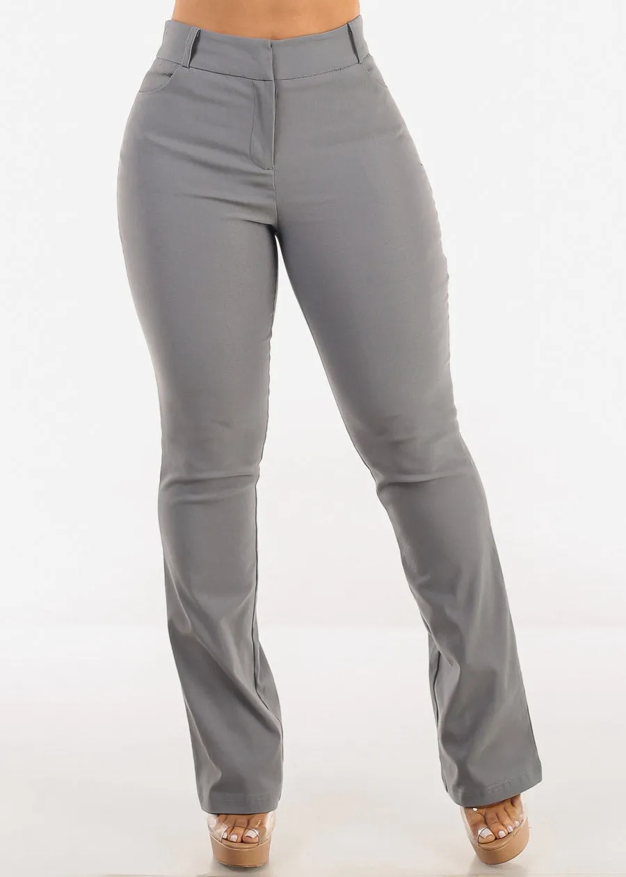 High Waist Stretch Bootcut Dress Pants Grey sold by Moda