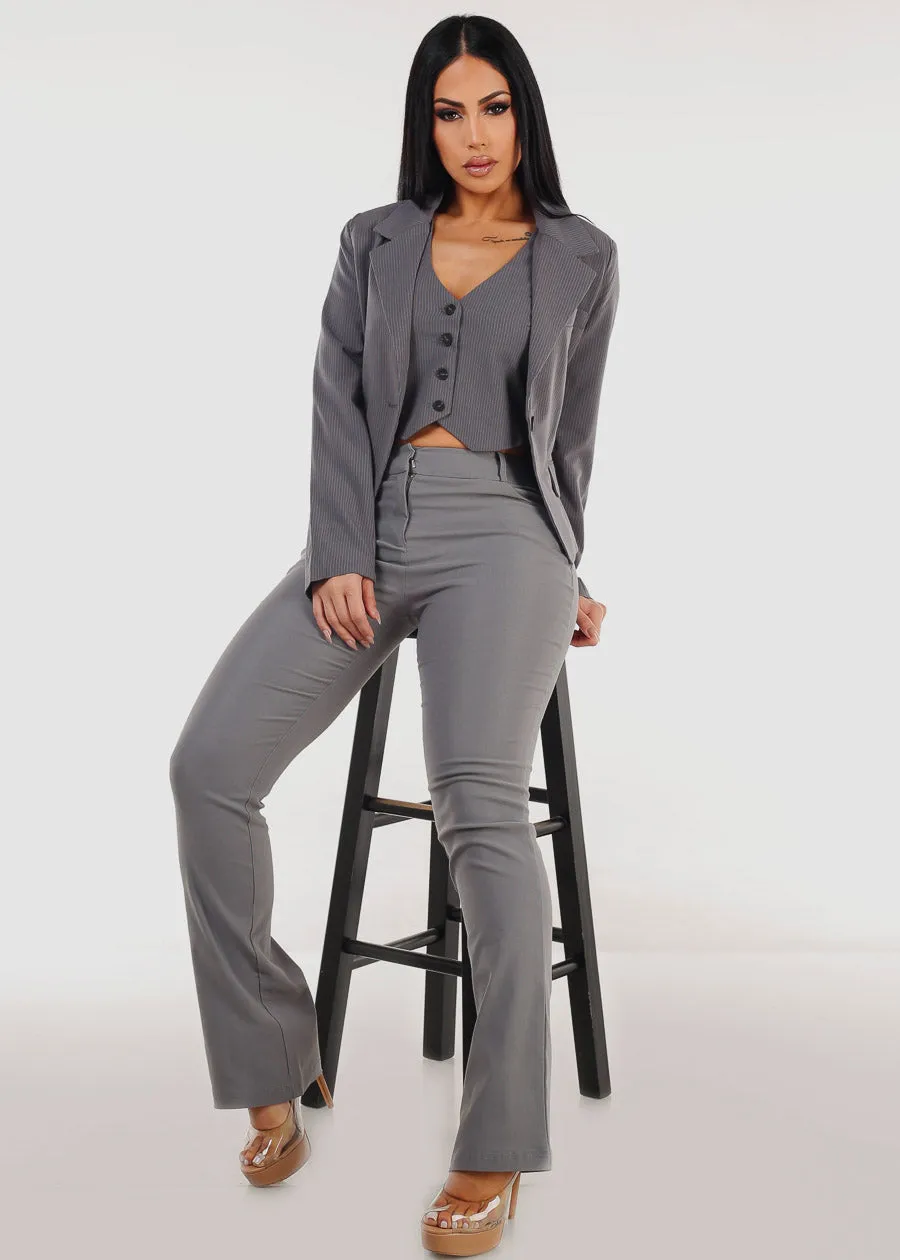 High Waist Stretch Bootcut Dress Pants Grey sold by Moda product image thumbnail 2