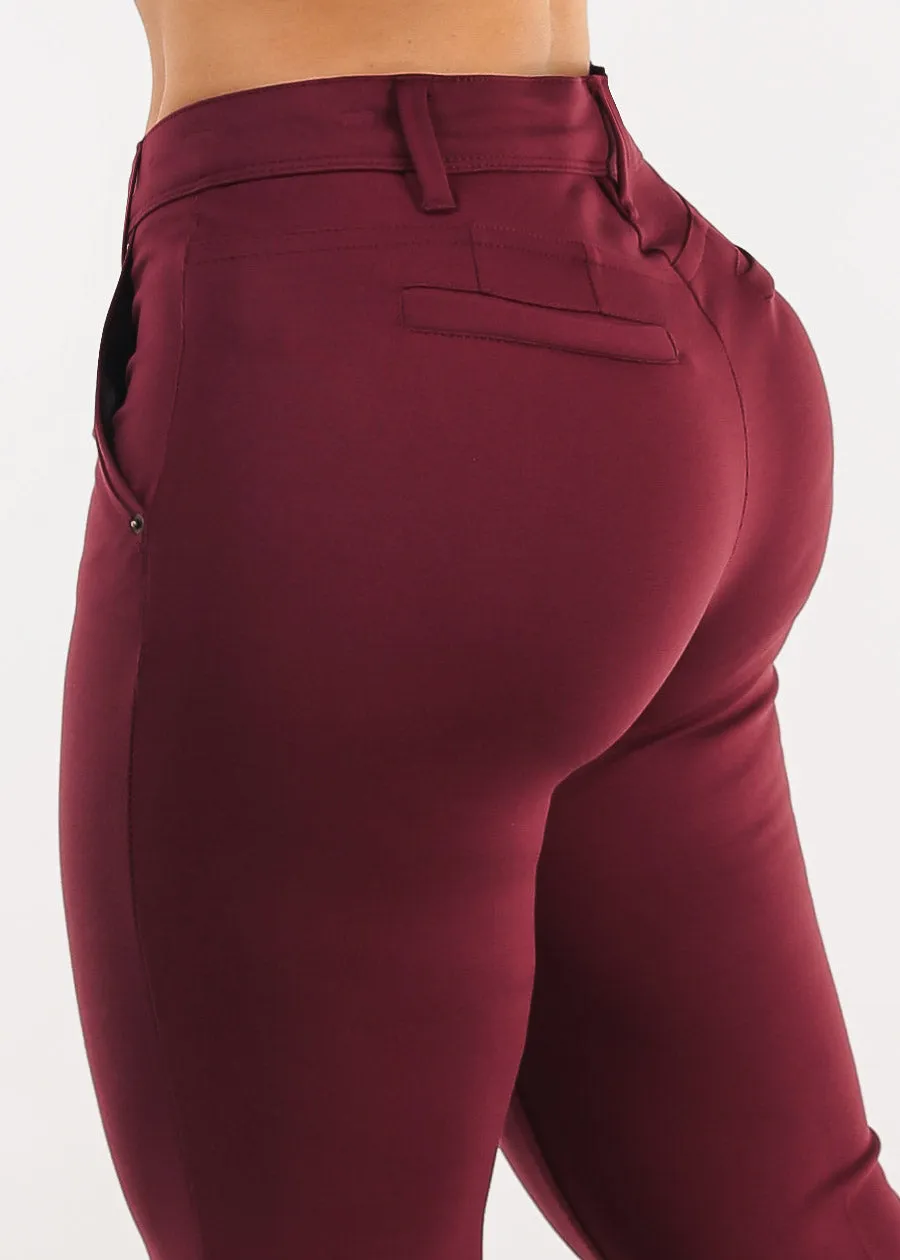 Butt Lifting High Waist Bootcut Dress Pants Burgundy sold by Moda product image thumbnail 5