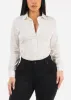 Long Sleeve Collared Button Down Blouse White sold by Moda