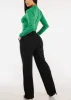 High Waist Straight Wide Leg Stretch Dress Pants Black sold by Moda