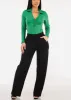 High Waist Straight Wide Leg Stretch Dress Pants Black sold by Moda