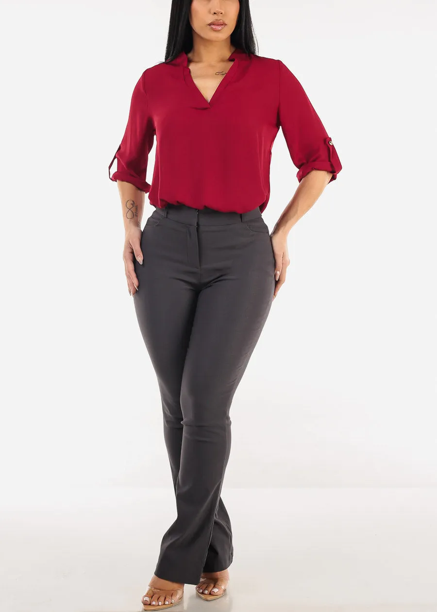 High Waist Stretch Bootcut Dress Pants Charcoal sold by Moda product image thumbnail 2