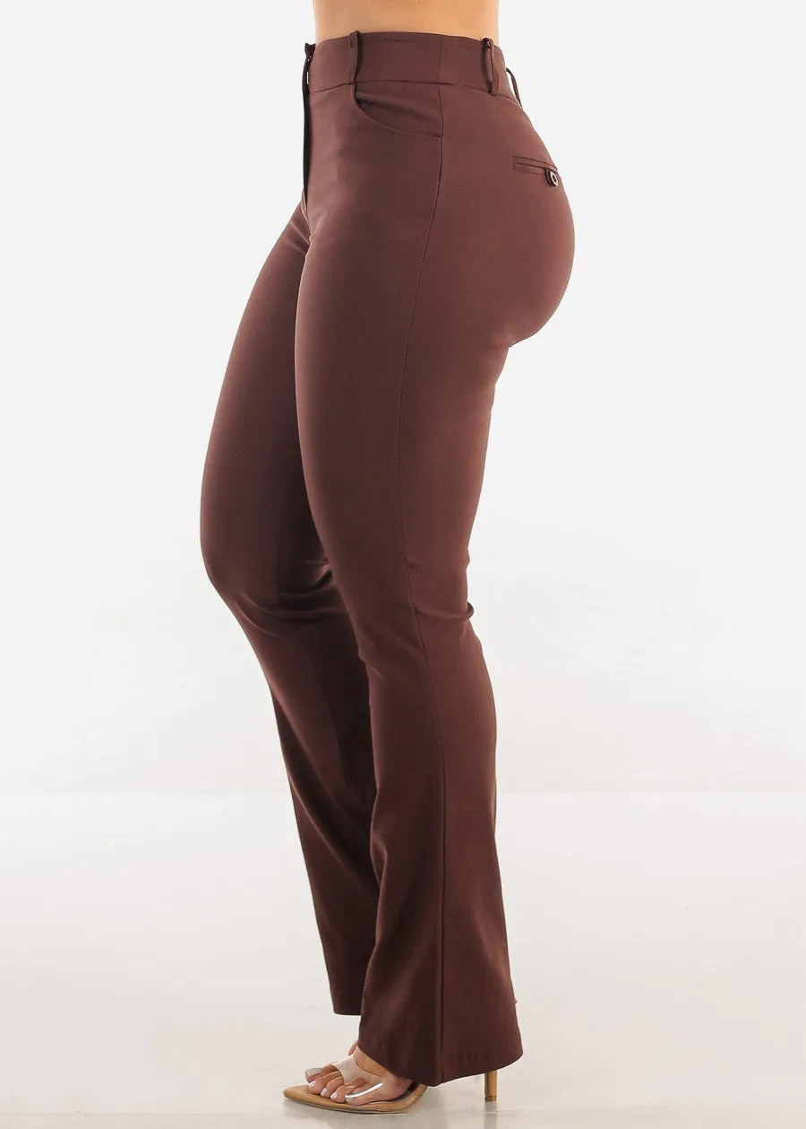 High Waist Stretch Bootcut Dress Pants Brown sold by Moda product image thumbnail 3