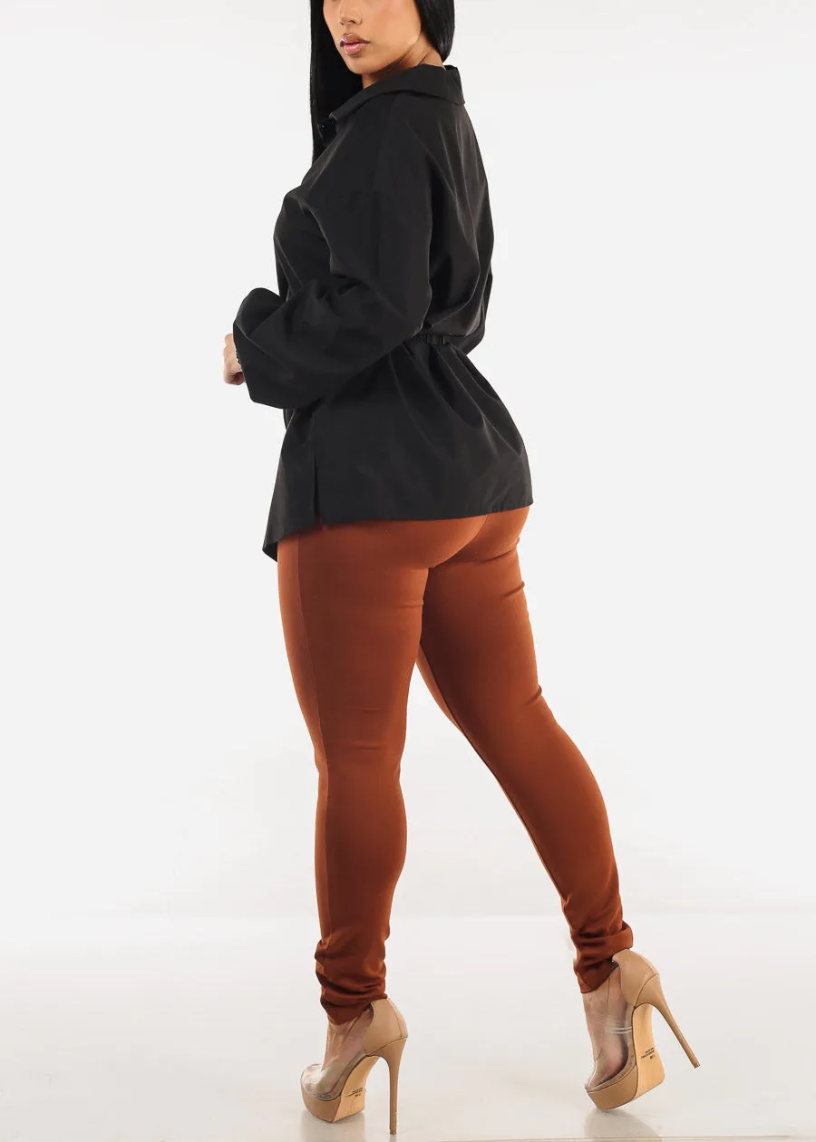 Super High Waist Stretch Skinny Pants Brown sold by Moda product image thumbnail 5