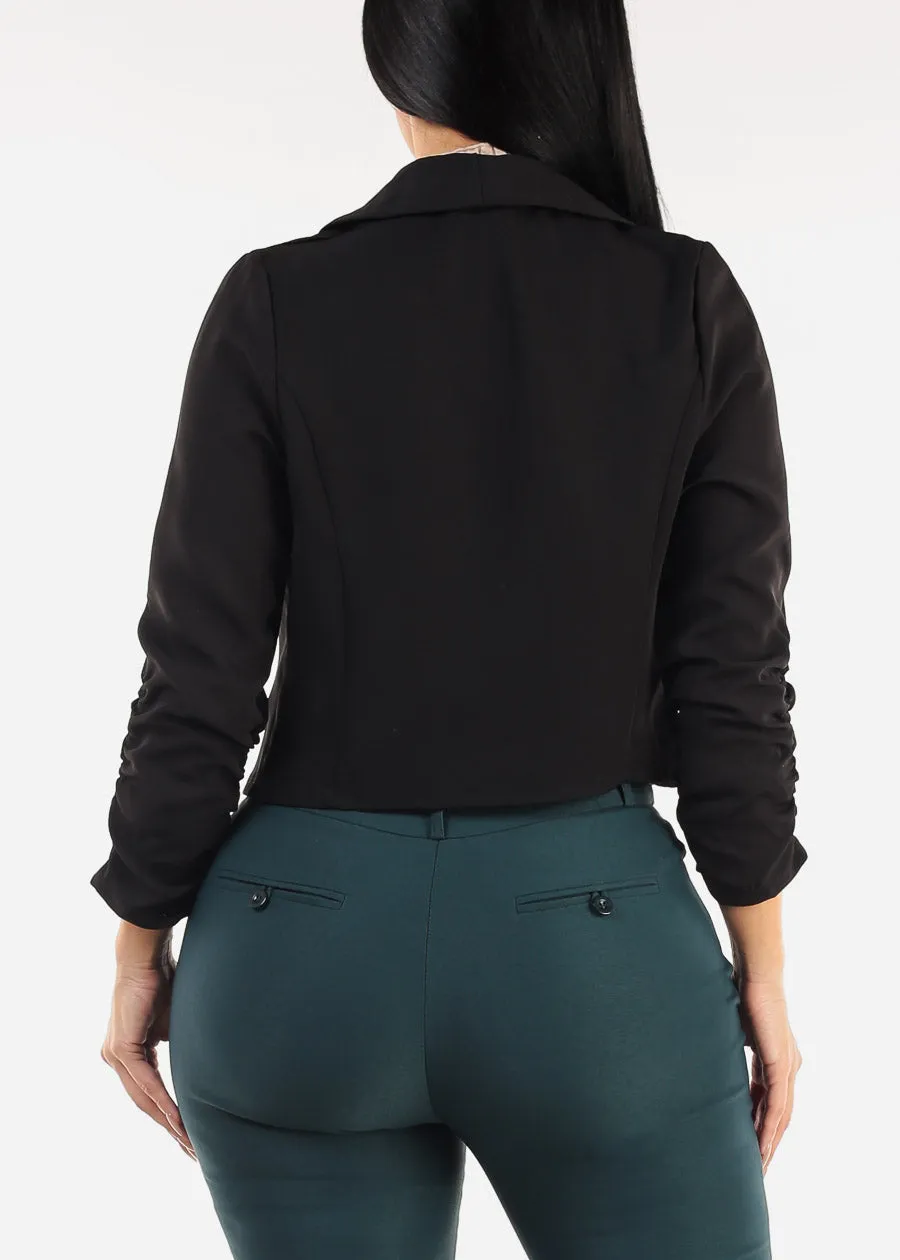 Quarter Sleeve Open Front Crop Blazer Black sold by Moda product image thumbnail 4