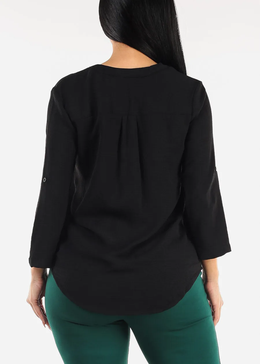 Black Quarter Sleeve Woven Blouse sold by Moda product image thumbnail 4