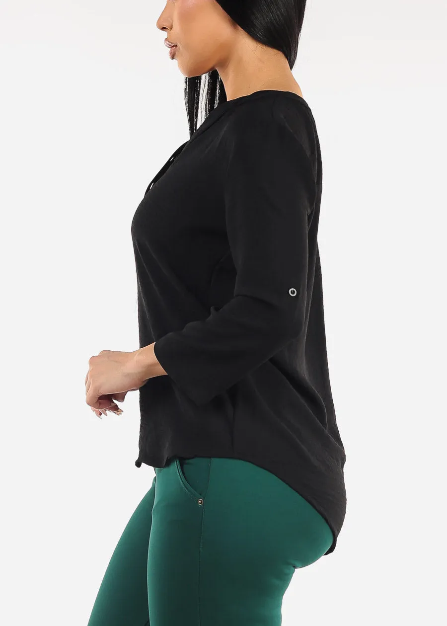 Black Quarter Sleeve Woven Blouse sold by Moda product image thumbnail 3